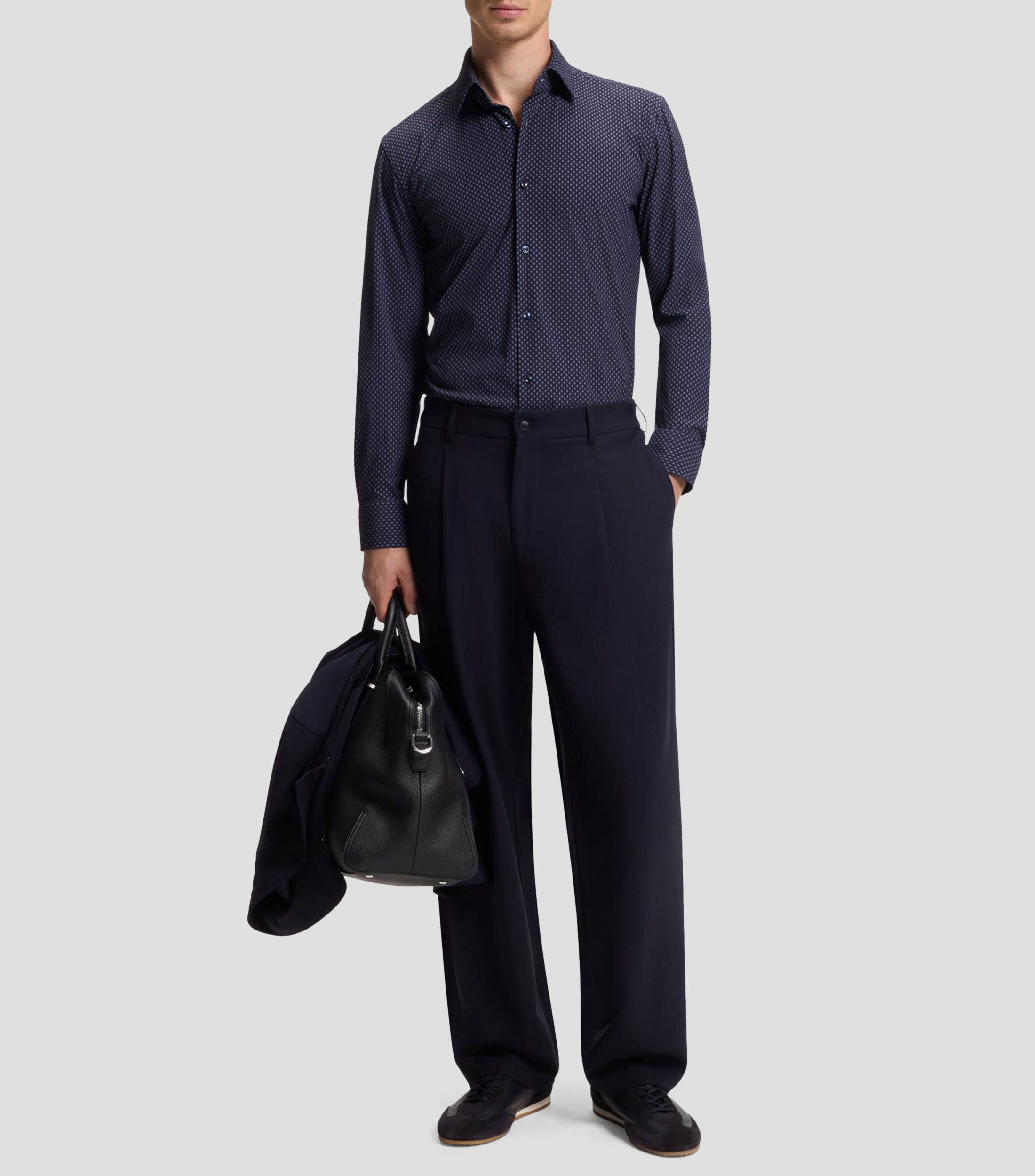 Camisa slim de tejido elástico técnico estampado Hombre